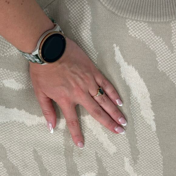 Athleta Tan Camo Camouflage Crew Neck Wool Blend Jacquard Pullover Sweater sz L - Picture 5 of 10